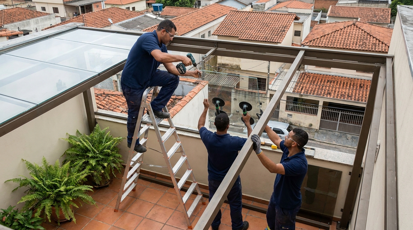 Cobertura de Vidro no Conjunto Morada do Sol, Uberaba‑MG